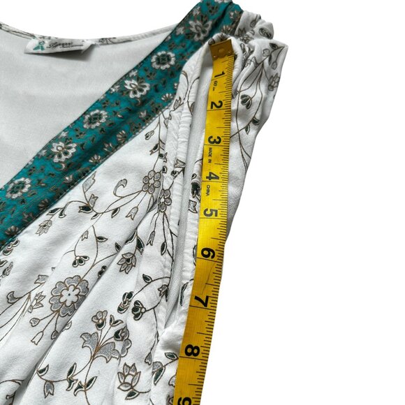 Boho Maxi Dress White Floral Print Sleeveless V-Neck Lined with Pockets Size L - Picture 9 of 15